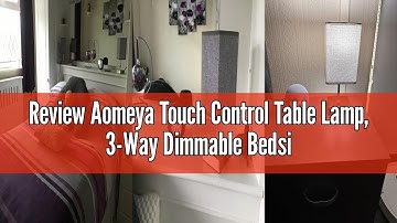 Review Aomeya Touch Control Table Lamp, 3-Way Dimmable Bedside Lamps Nightstand Lamps with Flaxen Fa