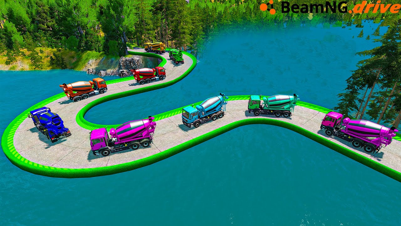 Dangerous Spiral Bridge Crossing | Trucks VS Deep Water | BeamNG.Drive