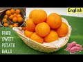 How to Make Thai Fried Sweet Potato Balls | Khanom Kai Nok Kra Ta | Crispy Chewy Sweet Potato Ball