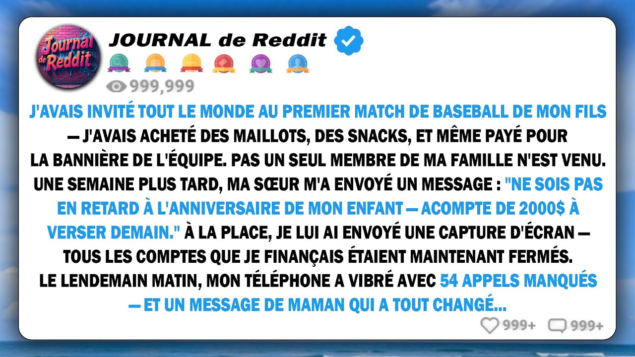 J'ai invité tout le monde au premier match de Little League de mon fils. J'ai acheté des maillots...