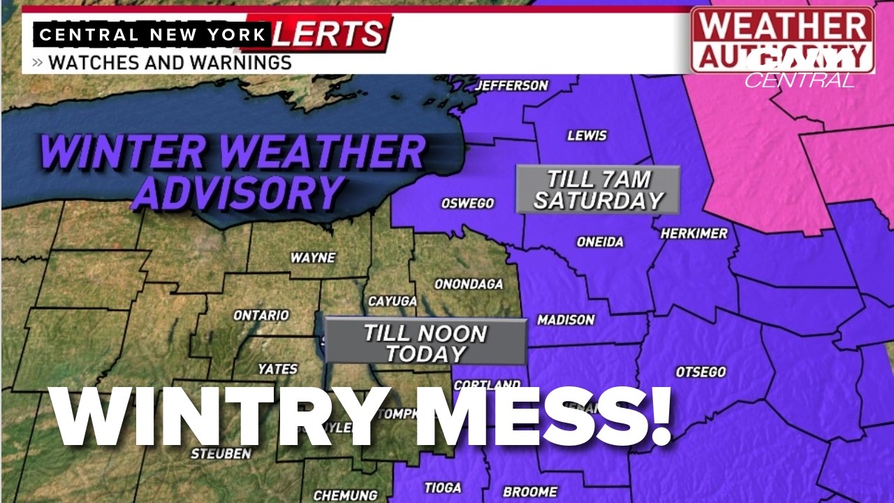 Wintry mix Friday before scattered light snow this weekend - YouTube