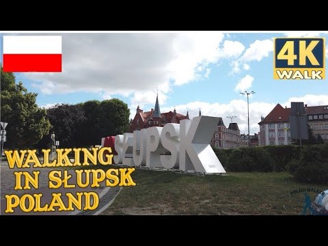 Słupsk city in Poland walking 4k July 2022