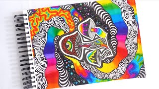 Psychedelic Magic Mushroom Trippy Art Zentangle art Zentangle patterns mushroom zentangles