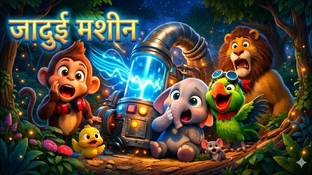 जादुई मशीन | Jab Jungle ki Awaazen Badal Gayeen 😂 | Funny Animal Story in Hindi