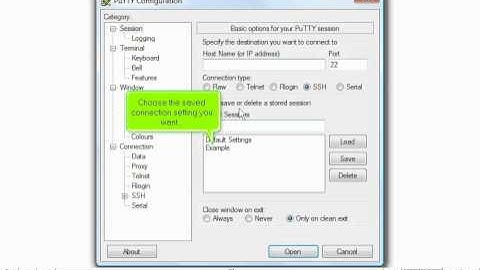 How to load, save or delete server connections setting in Putty  - Putty Tutorial