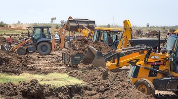 3 JCB 3DX Plus and Case 770 FX very Brisk Loading Mud in Many Tractor in Village Pond | Jcb video