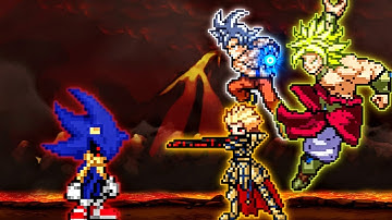 Exslayer 12P VS King Gilgamesh CCC V3 OP, Son Goku US MUI OP & Broly Chaos OP in Jump Force Mugen