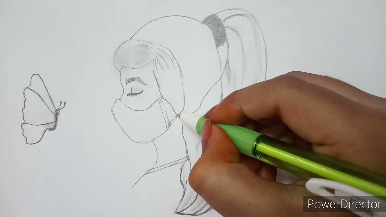 How to draw a girl with butterfly