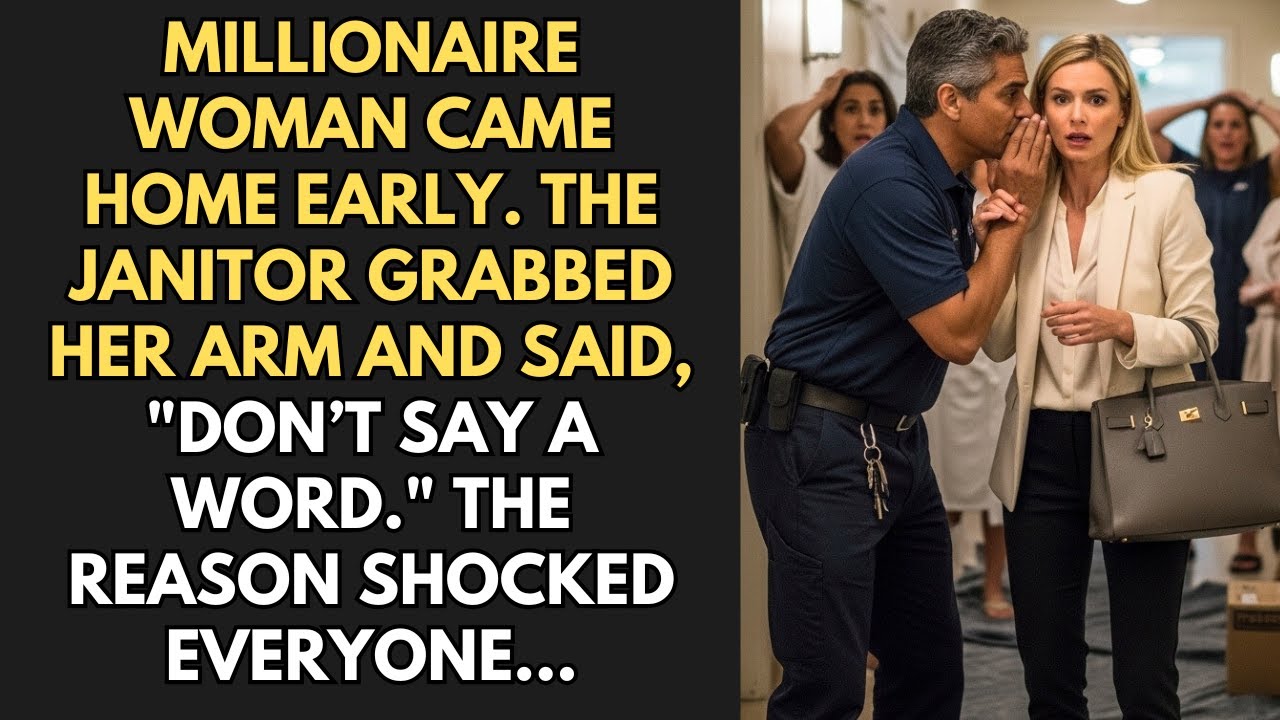 Millionaire Woman Came Home Early — The Janitor Grabbed Her Arm And Said, “Don’t Say A Word...