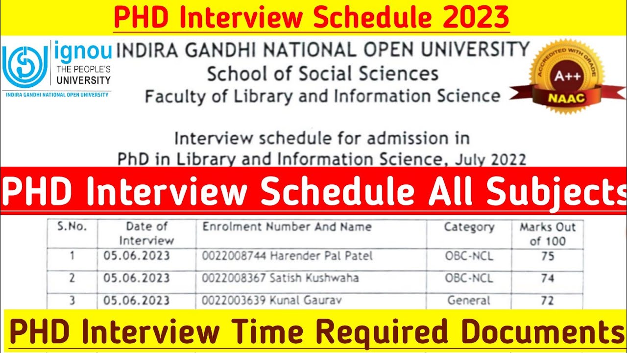 ignou phd interview schedule 2023
