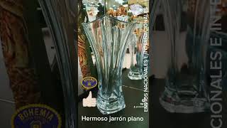 Hermoso Jarrón Plano En Cristal Importado De República Checa. Marca Bohemia