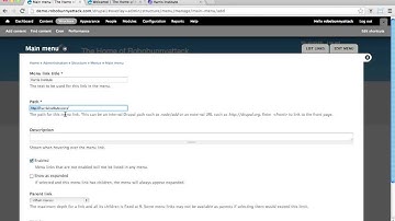 How do I add a main menu bar item on my Drupal site that links to an external site?