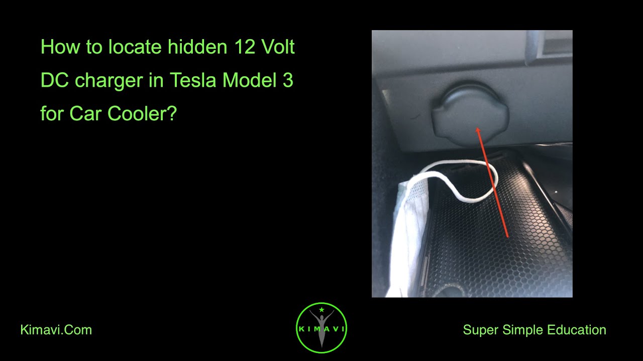 How To Locate Hidden 12 Volt Dc Charger In Tesla Model 3 For Car Cooler?