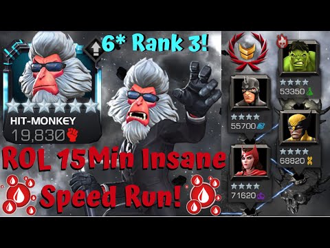 6-Star Rank 3 Hit-Monkey ROL Speed Run! 15 Minutes! Crit Bleeds! – Marvel Contest of Champions