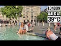 England, London City Summer Streets Heatwave Walk in London | Central London View at 39°C [4K HDR]