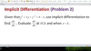 Implicit Differentiation (Problem 2)