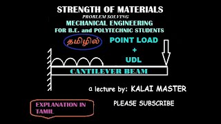 CANTILEVER BEAM with POINT LOAD and UDL MODEL 1/HOW TO DRAW SFD BMD/  STRENGTH OF MATERIALS in Tamil