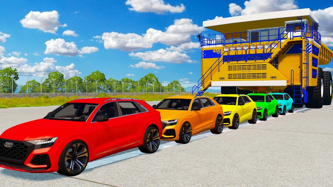 Flatbed Truck McQueen | Transportation with Truck - Pothole vs Car | BeamNG.Drive Gameplay