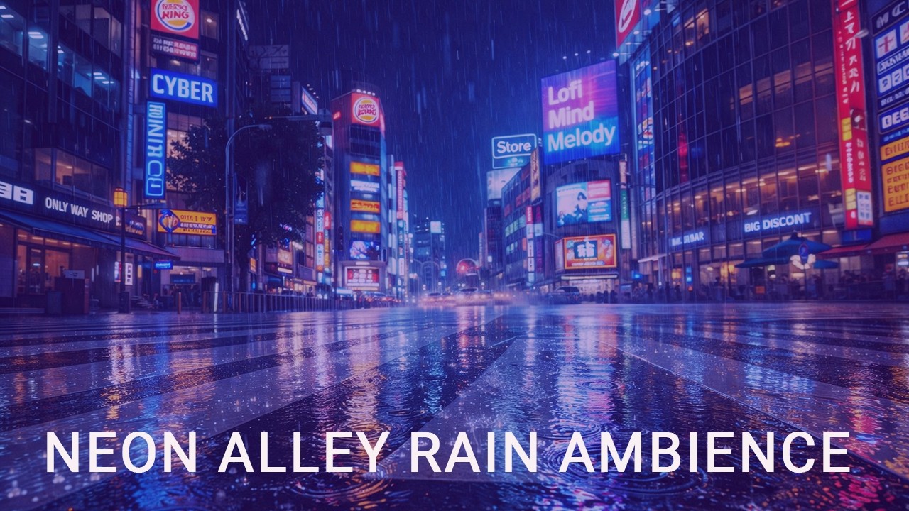 Neon Alley Rain Ambience 🌧️ Narrow Night Streets & Urban Rain Sounds (3 Hours)