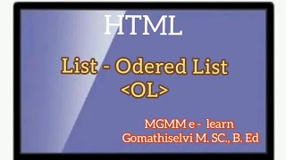 Ordered list in HTML, Reserved attribute using Ordered list... tamil