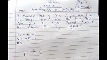 A concave lens of focal length 15cm forms an image 10cm from the lens. How far is the object placed