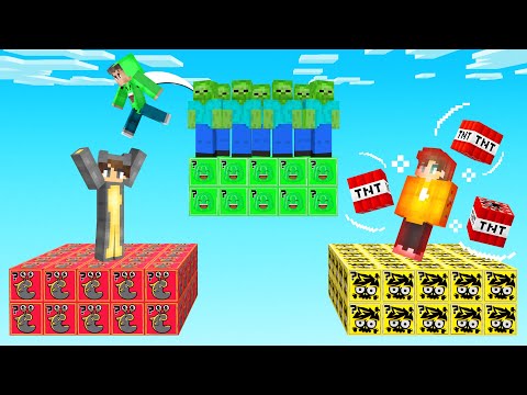 Minecraft SKYBLOCK BATTLE With YOUTUBER LUCKY BLOCKS!