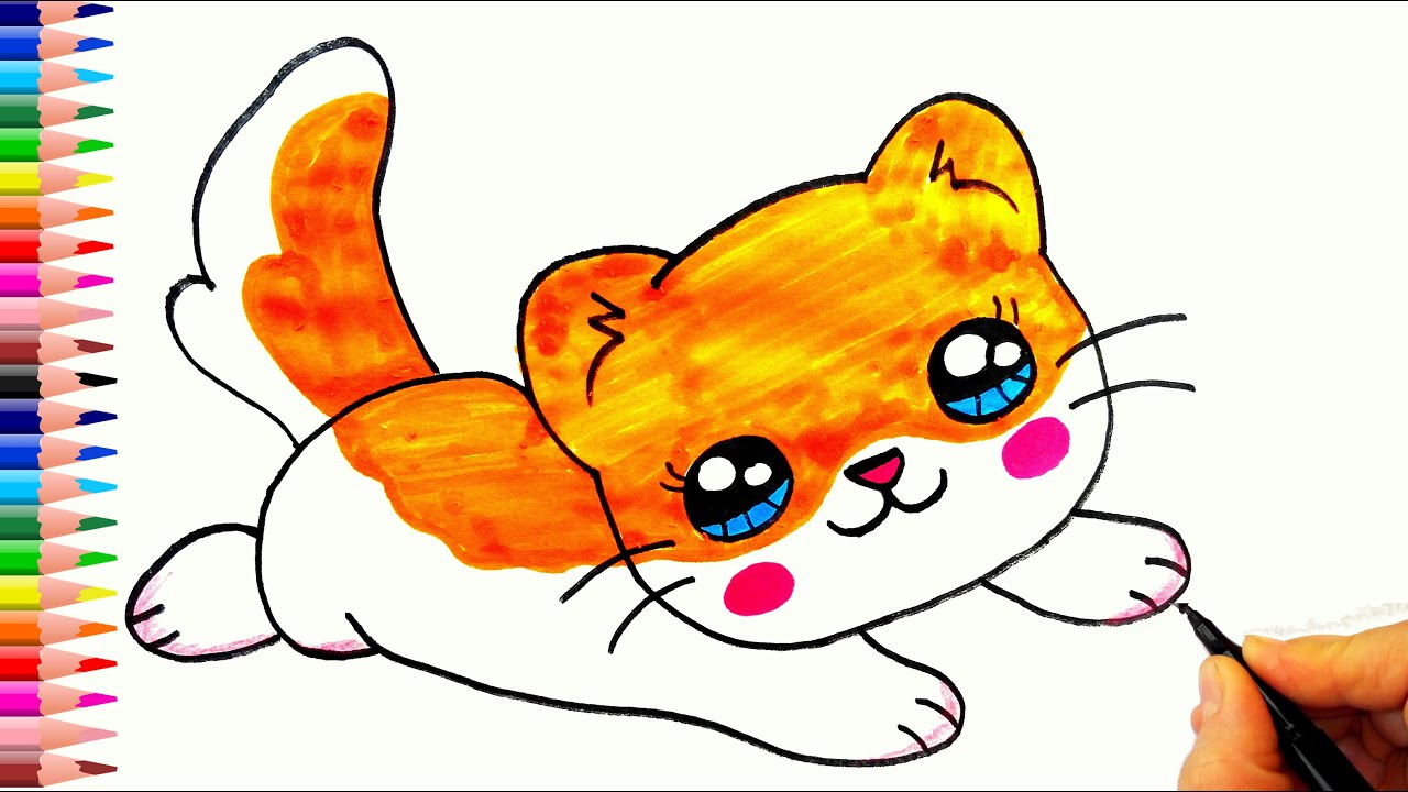 Sevimli Kedi Nasil Cizilir How To Draw A Cute Cat Drawings Cute Cat Character