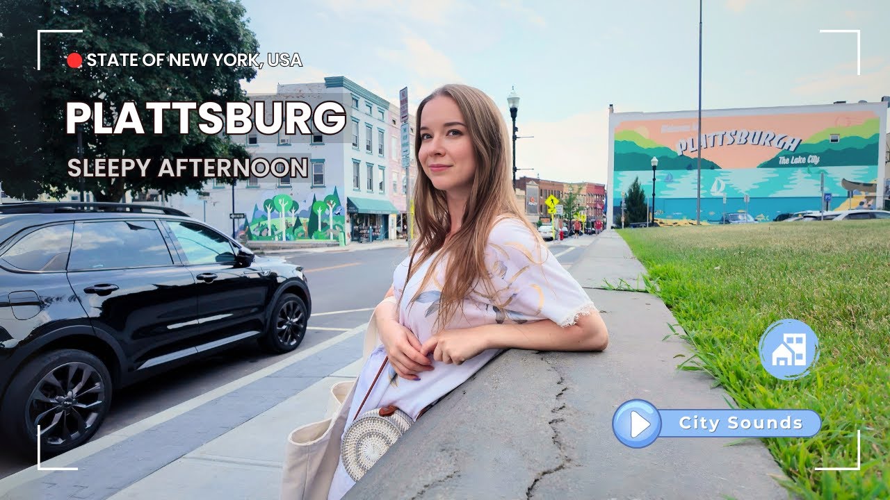 🚶‍♀️ Plattsburgh New York | Slow Town Walk with Authentic Street Sounds