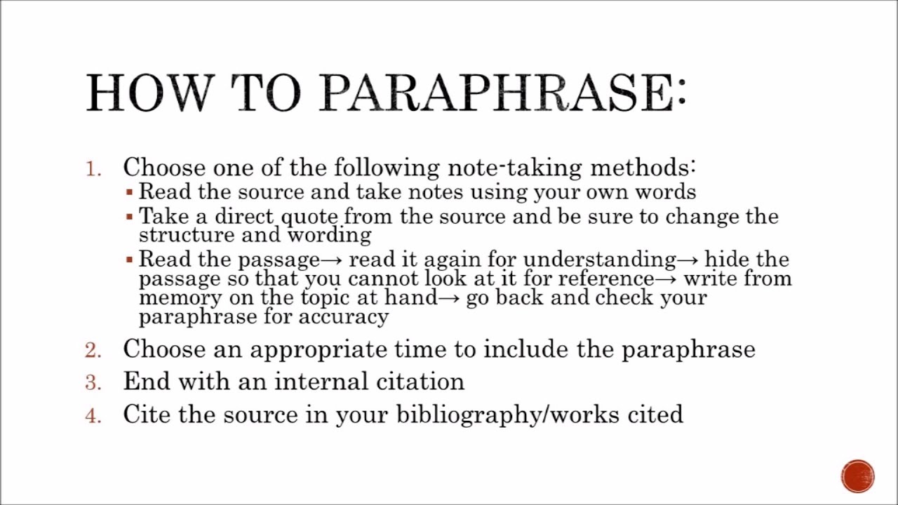 paraphrasing examples mla