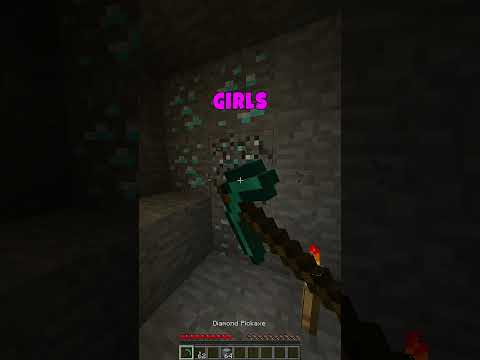 Girls vs Boys while mining in minecraft #shorts