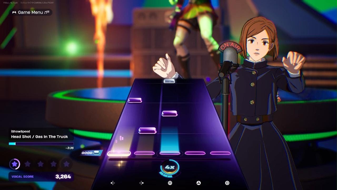 Nobara sings Head Shot/Gas In The Truck in (Fortnite Festival)