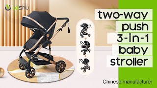 : LESHU-Baby Stroller 3 In 1 With Car Seat