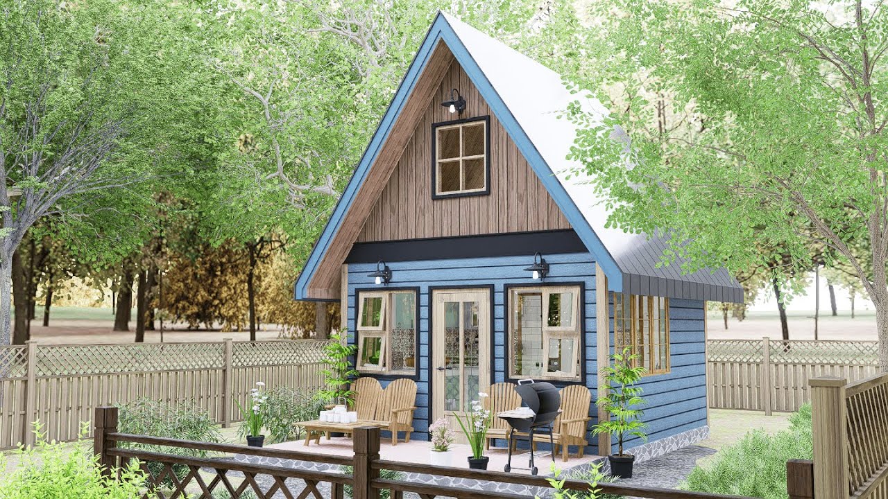 13'x13' (4x4m) Unique Cute Tiny House with Loft Bed