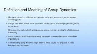 Definition and Meaning of Group Dynamics | Lecture 17: Understanding Group Dynamics - I