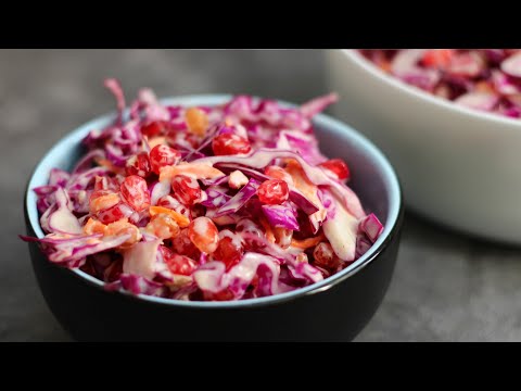 طرز تهیه سالاد کلم و انار با یه سس بی نظیر این سالاد مجلسی تو مهمونی ها غوغا میکنه