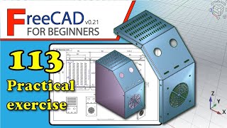 FreeCAD 0.21 Beginners tutorial: practical exercise 113 (SheetMetal & PartDesign, retangular array)