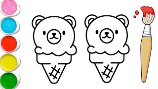 HOW TO DRAW A KAWAII PANDA ICE CREAM_Kids Art 