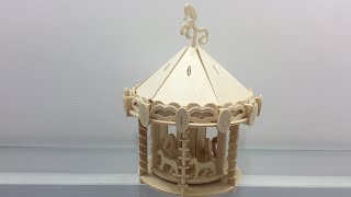 3D Wooden Puzzle DIY Assembled, How to make a wooden Carrousel