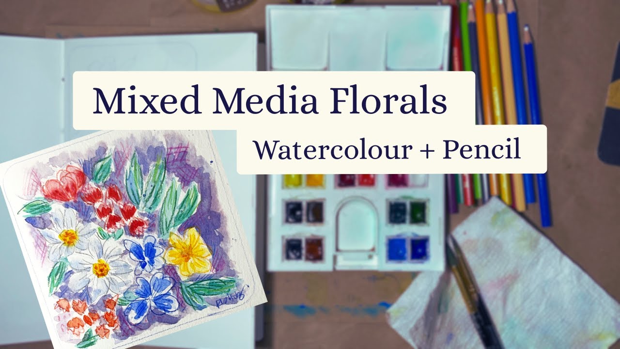 Mixed Media Floral Study 🌸 Watercolour + Pencil Texture | Calm Creative Play