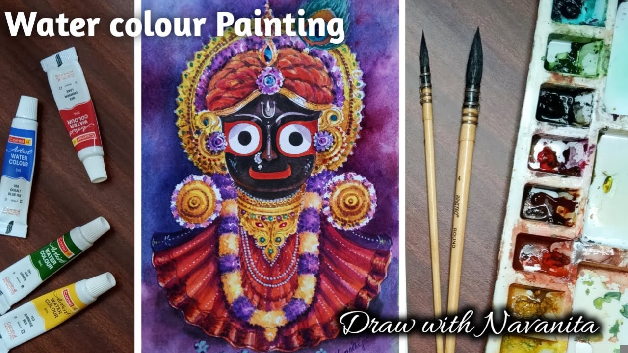 Lord Jagannath painting with Water colour/Draw with Navanita
