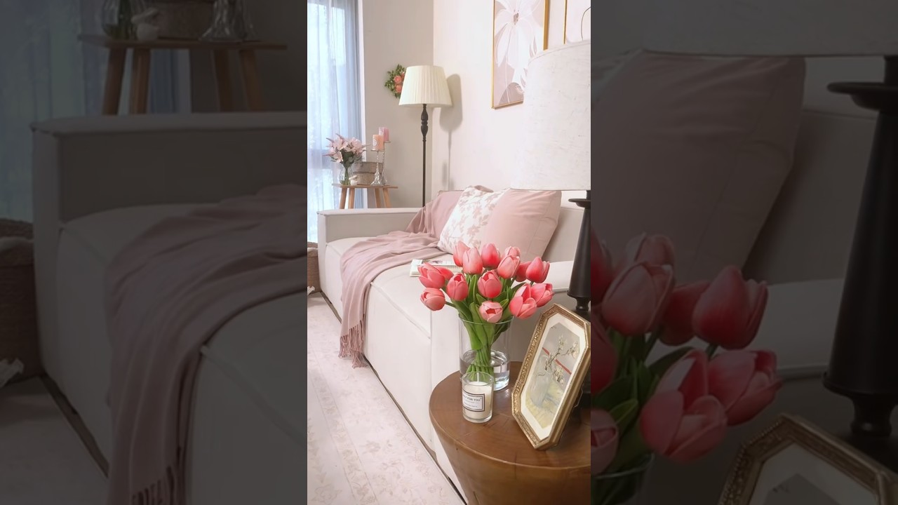 Cozy Living Space | Soft Pastels | Floral Accents 