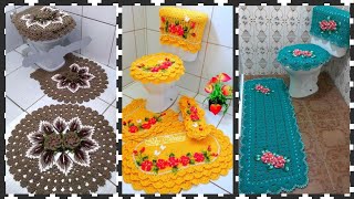 Crochet bathroom set Bathroom rug Bathroom mat Toilet seat cover Easy modern bathroom set
