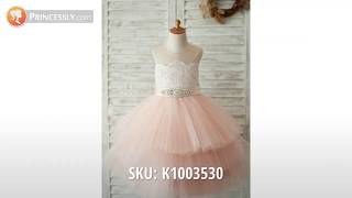 Outdoor Sheer Ivory Lace Peach Tulle Flower Girl Dresses | Princessly Dresses Outdoor Sheer Ivory Lace Peach Tulle Flower Girl Dresses | Princessly Dresses