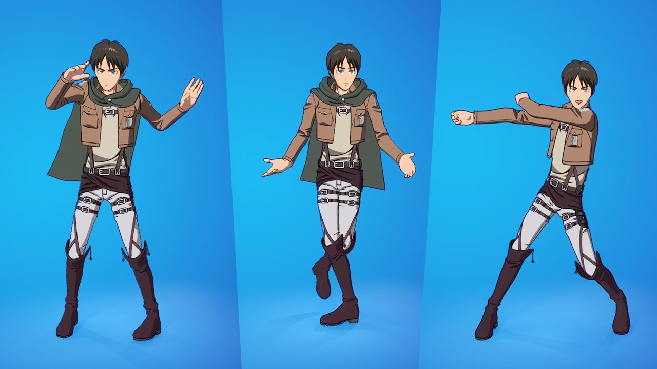 Eren Jaeger Skin Showcase with Emotes and Dances Fortnite Battle