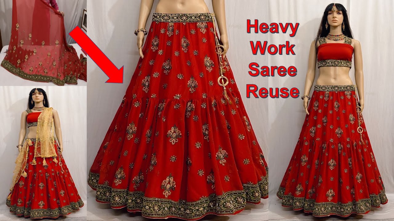 How To Reuse Heavy Work or Stone Work Saree हैवी स्टोन वर्क वाली साड़ी से लहंगा बनाने का आसान तरीका