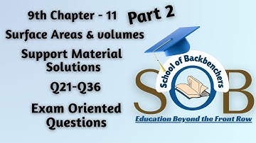 9th Maths Ch 11 Surface Areas & Volumes | Support Material DoE | Q21–Q36 #supportmaterialsolutions