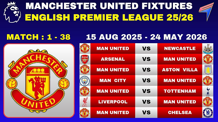 MANCHESTER UNITED FIXTURES • MATCHWEEK 1 - 38 • PREMIER LEAGUE FIXTURES • EPL 2025/26