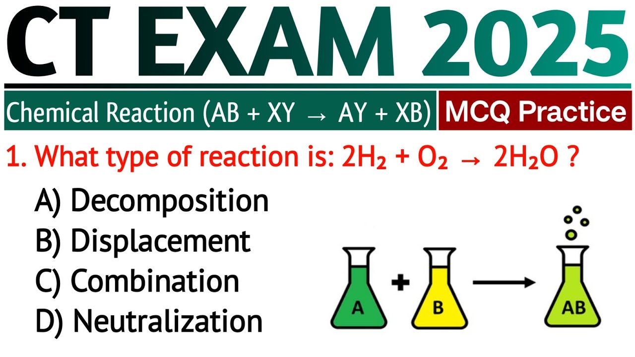 Chemical Reaction MCQ || CT Exam 2025 || CT Exam Science MCQ || CT Science Class 2025