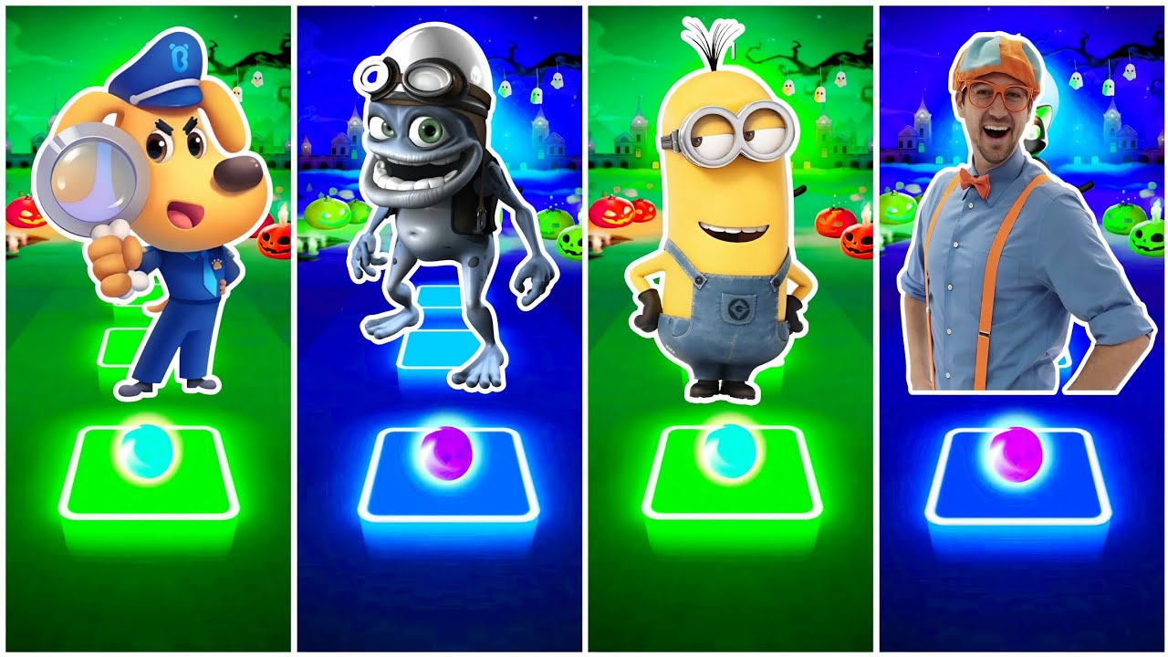 Шериф Лабрадор против Сумасшедшей Лягушки против Миньонов против Блиппи - Tiles Hop EDM Rush🎶 | К...