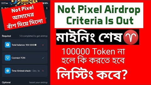 Not Pixel Airdrop Criteria Is Out | Not Pixel Update |  Mining End 20 December